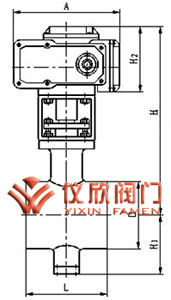 電動(dòng)V型球閥外型尺寸（對(duì)夾式）